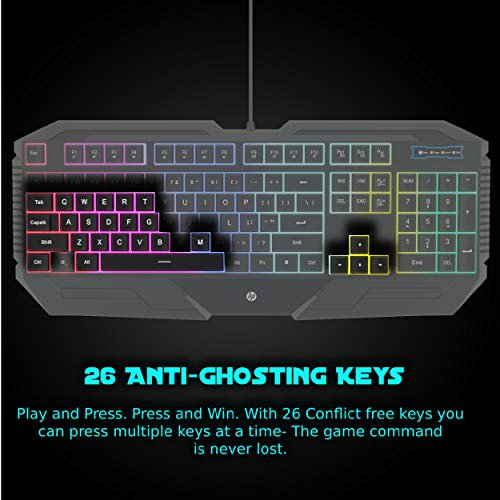 HP Wired Gaming Keyboard and Mouse Combo RGB Backlit for PC, Laptop