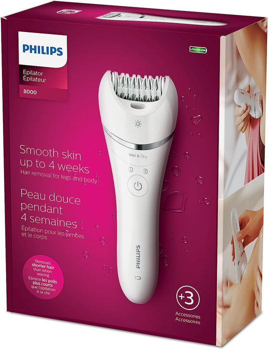 Philips Epilator Series 8000, with 3 Accessories, BRE700/04