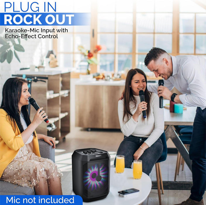 PHILIPS Party Speakers Bluetooth Wireless– 30W Portable Bluetooth Speaker Outdoor, Home with Deep bass, Lights, 7 Hr. Playback, & Mic Input – Wireless, Loud Bluetooth Party Speaker