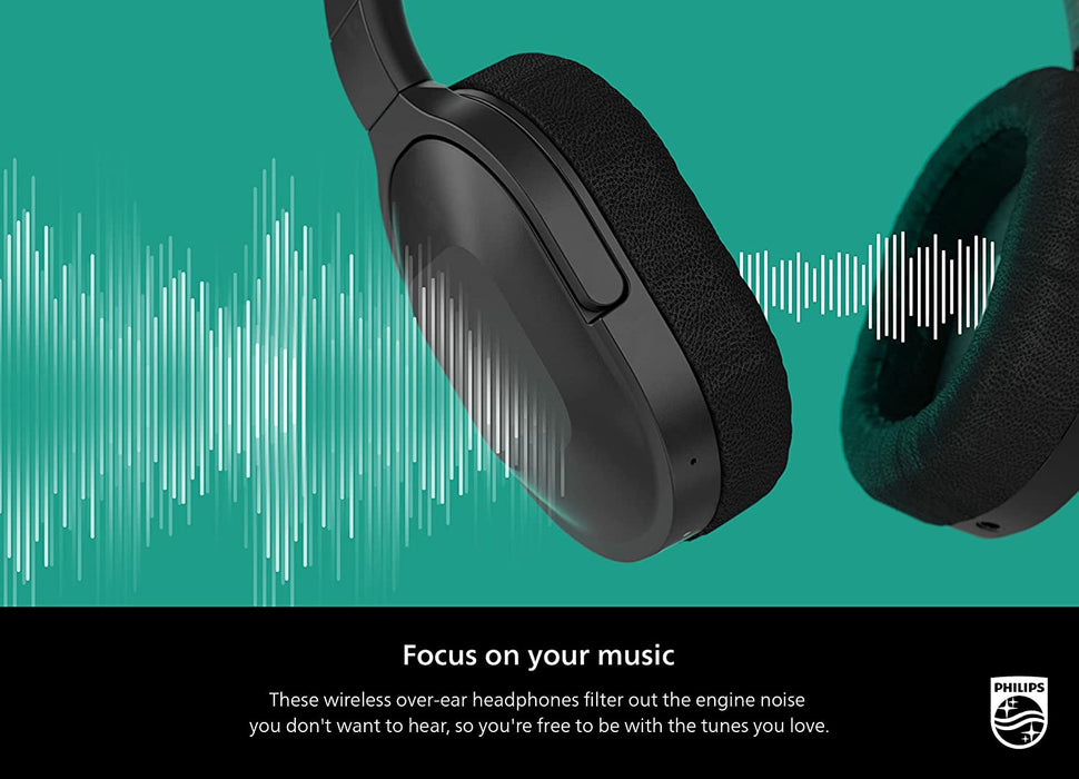 PHILIPS H6506 On-Ear Wireless Headphones with Active Noise Canceling and Multipoint Bluetooth Connection, TAH6506BK