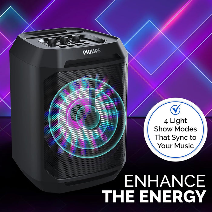 PHILIPS Party Speakers Bluetooth Wireless– 30W Portable Bluetooth Speaker Outdoor, Home with Deep bass, Lights, 7 Hr. Playback, & Mic Input – Wireless, Loud Bluetooth Party Speaker
