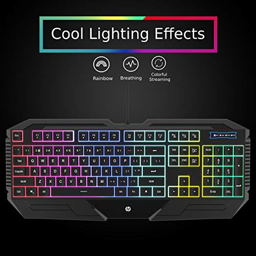 HP Wired Gaming Keyboard and Mouse Combo RGB Backlit for PC, Laptop