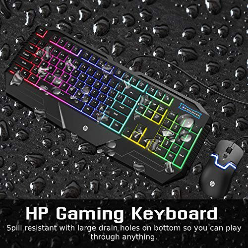HP Wired Gaming Keyboard and Mouse Combo RGB Backlit for PC, Laptop