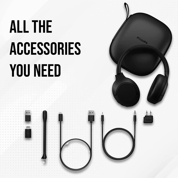 PHILIPS Wireless Headphones Noise Cancelling, Stereo Over Ear Wireless Headphones with Removable Mic, Bluetooth Headset with Microphone, Lightweight and Touch Control, 55 Hours Playtime