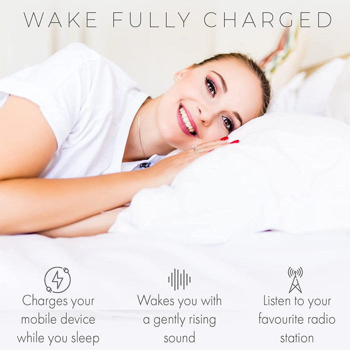 Philips Alarm Clock Radio with USB Charging Port, FM Radio Alarm Clock with Battery Backup, Clock Radios for Bedroom, USB Port, Dual Alarm Function, Sleep Timer