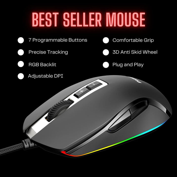 PHILIPS Wired Gaming Keyboard and Mouse Combo Programmable Gaming Mouse Adjustable DPI for Windows PC Gamers
