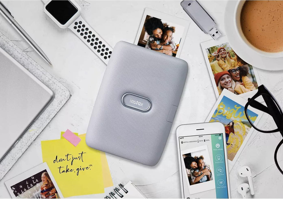 Fujifil Instax Mini Link Smartphone Printer with Fuji Instax Mini Film (20 Sheets), Bundled with Protective Case, Instax Photo Album and USB Adapter