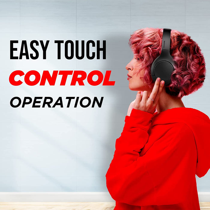 PHILIPS Wireless Headphones Noise Cancelling, Stereo Over Ear Wireless Headphones with Removable Mic, Bluetooth Headset with Microphone, Lightweight and Touch Control, 55 Hours Playtime