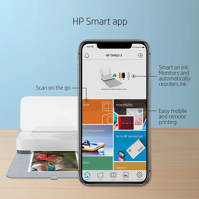 HP Tango X Smart Wireless Printer with Indigo Linen cover Mobile Remote Print, Scan, Copy,