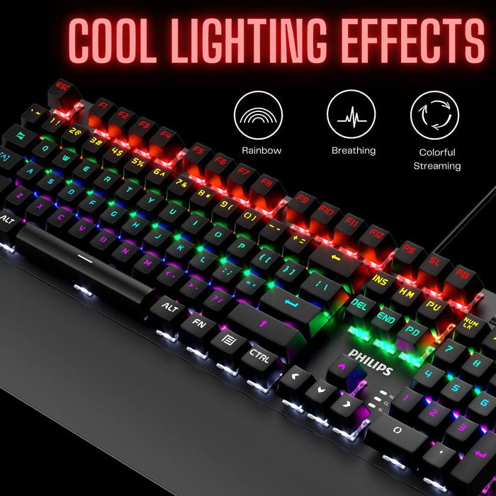 PHILIPS Wired Gaming Keyboard and Mouse Combo Programmable Gaming Mouse Adjustable DPI for Windows PC Gamers
