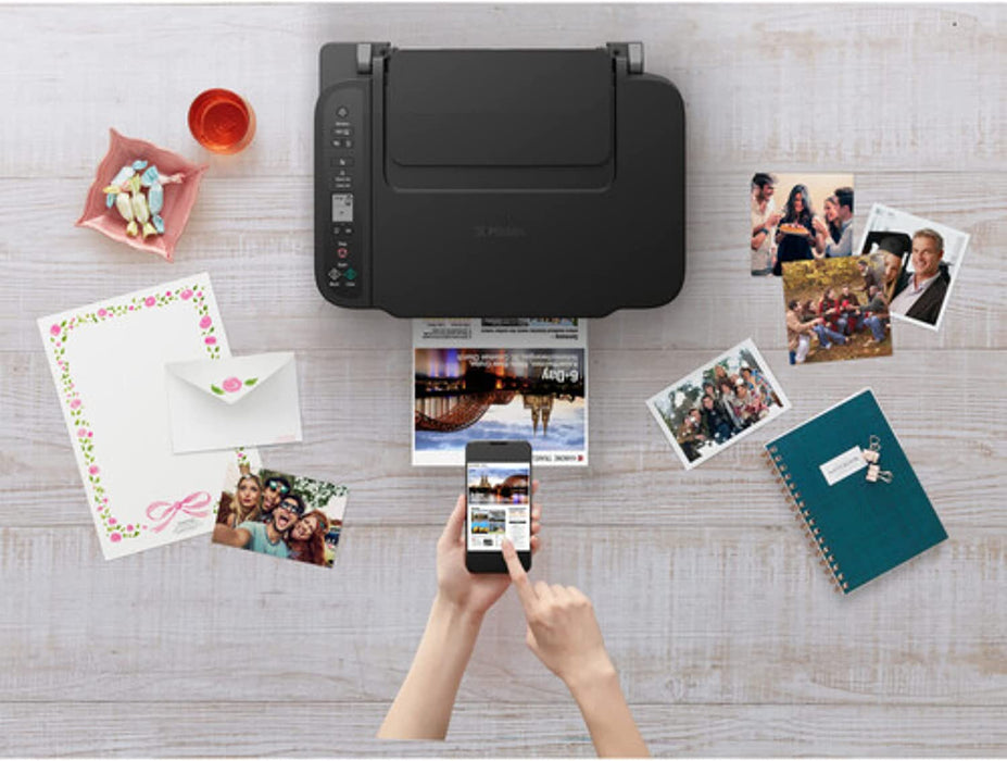 Canon Wireless Inkjet All-in-One Printer with LCD Screen Print Scan and Copy with 6 Ft NeeGo Printer Cable, Black