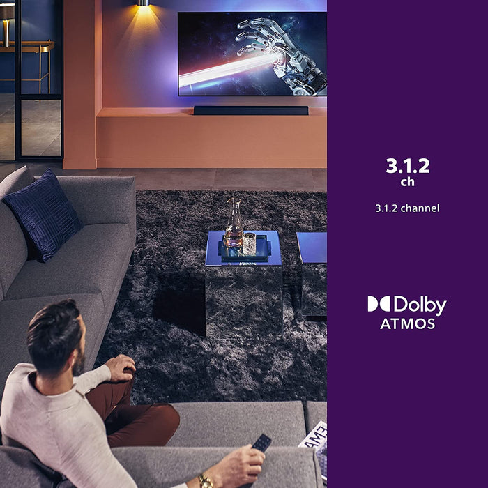 Philips B8905 Soundbar 3.1.2 with Wireless Subwoofer, Dolby Atmos, Compatible with DTS Play-Fi, TAB8905