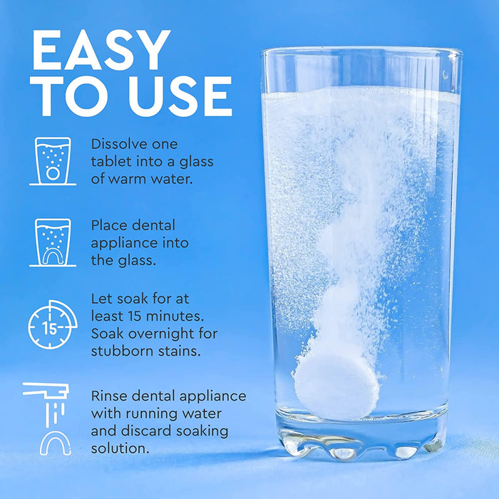 Venu Retainer Cleaner 120 Denture Cleaning Tablets Overnight Stain Cleanser and Plaque Remover - Clean Mouth Guard, Removable Dental Appliance, Aligner, Night Guard, Wire Retainer
