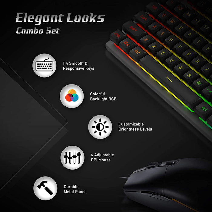 HP Gaming Keyboard and Mouse Combo - HPKM300F, Wired RGB Backlit Keyboard and Mouse