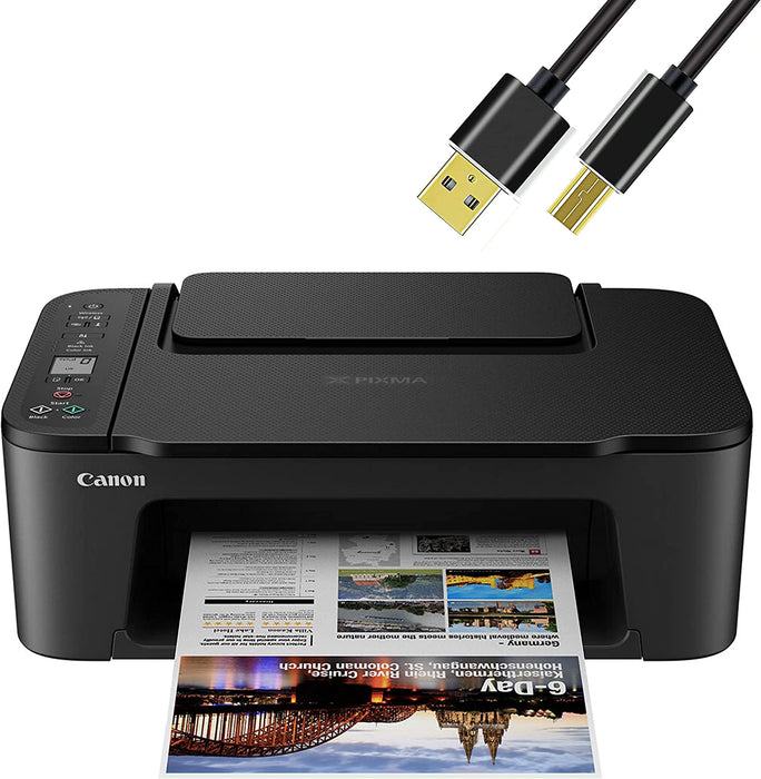 Canon Wireless Inkjet All-in-One Printer with LCD Screen Print Scan and Copy with 6 Ft NeeGo Printer Cable, Black
