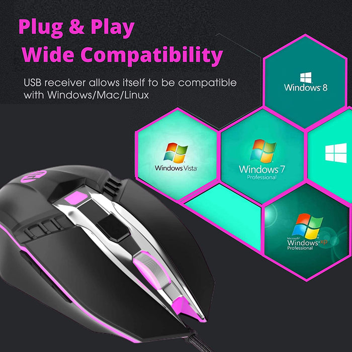 HP RGB Wired Gaming Mouse, Adjustable DPI, Programmable Buttons with Breathing Light, Ergonomic Design USB Computer Mice