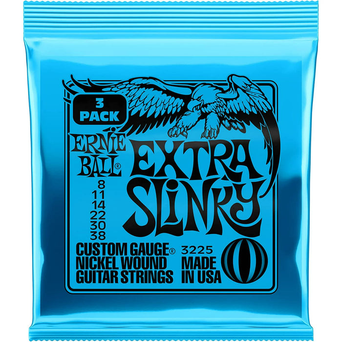 Ernie Ball Extra Slinky Nickel Wound Electric Guitar Strings 3-Pack - 8-38 Gauge