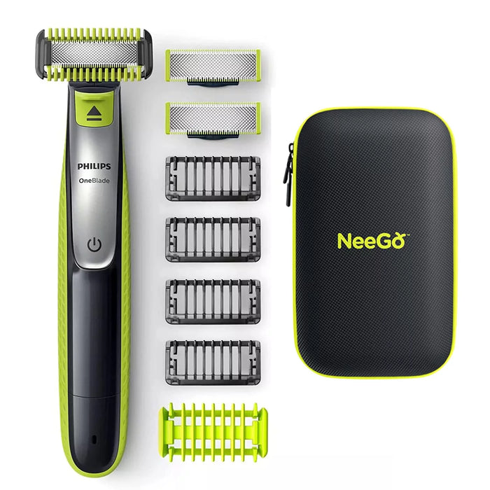 Philips OneBlade Face + Body, Hybrid Electric Trimmer and Shaver, QP2630 + NeeGo Case for Philips Norelco Oneblade