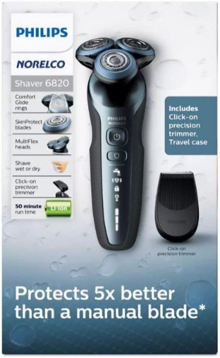 Philips Norelco Shaver S6820 Series 6000 Electric Rechargeable Wet & Dry Shaver with 8 Directions Heads Flex and ComfortGlide Rings