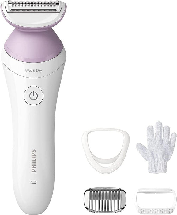 Philips Beauty Lady Electric Shaver Series 6000, Cordless with 4 Accessories, BRL136/00, White