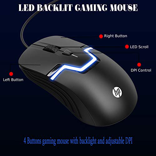 HP Wired Gaming Keyboard and Mouse Combo RGB Backlit for PC, Laptop