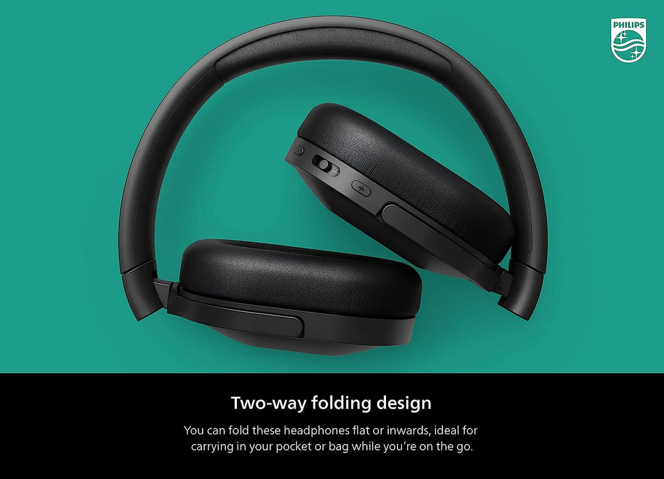 PHILIPS H6506 On-Ear Wireless Headphones with Active Noise Canceling and Multipoint Bluetooth Connection, TAH6506BK