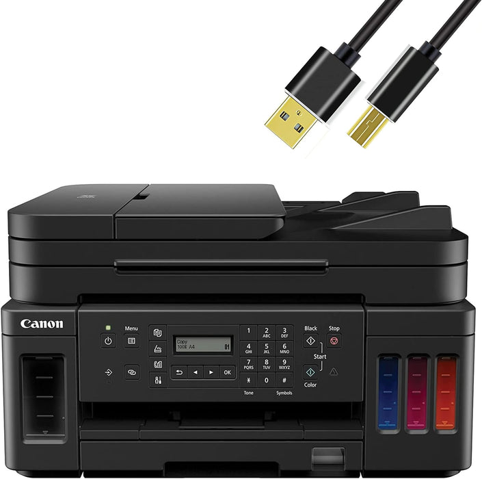 Can on All-in-one Printer Wireless Megatank Printer Copier Scanner, High Page Yield, Mobile Printing and Airprint with 6 ft NeeGo Printer Cable