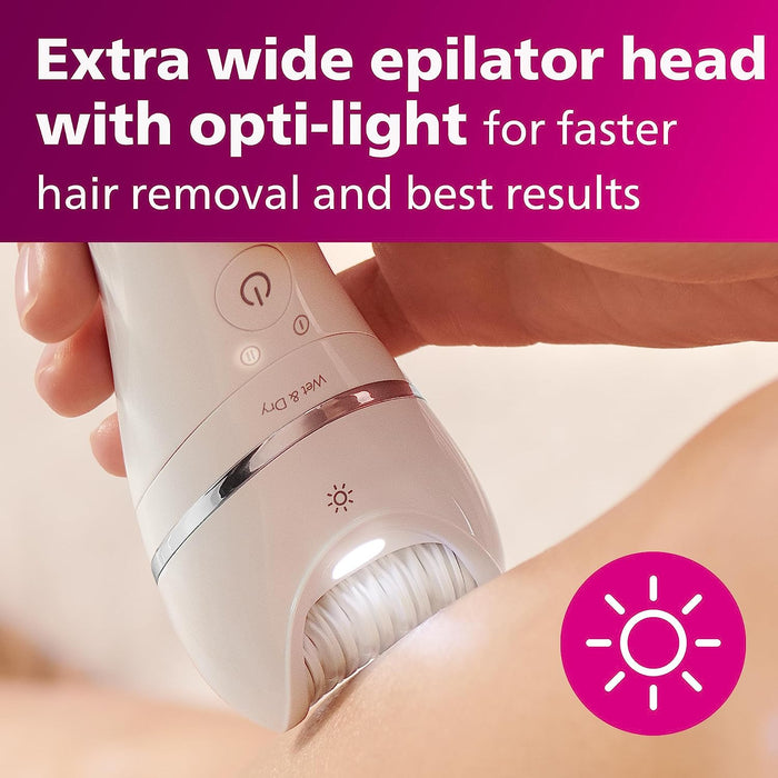 Philips Epilator Series 8000, with 3 Accessories, BRE700/04
