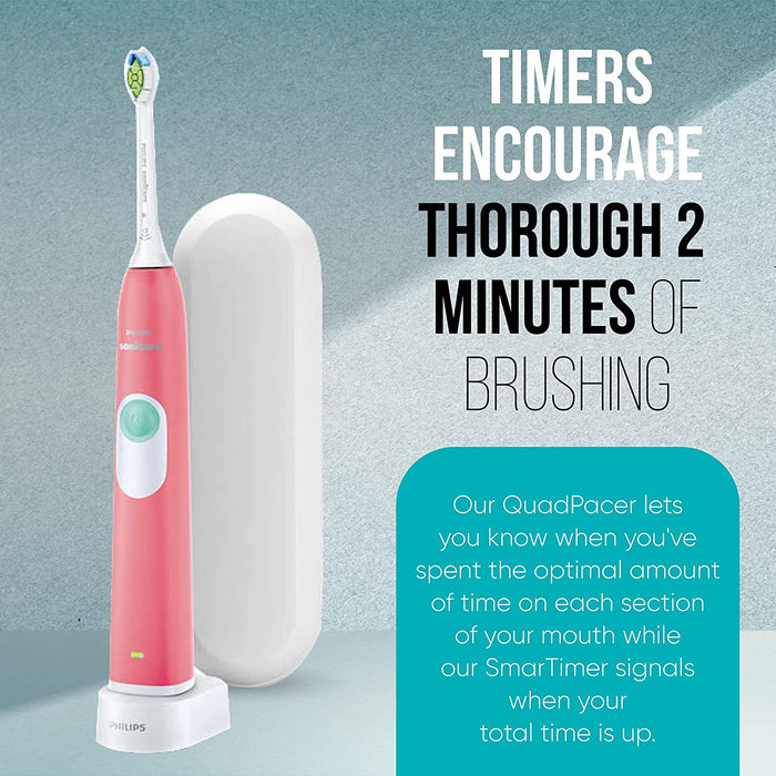 PHILIPS Sonicare Electric Toothbrush EssentialClean, Rechargeable Electric Tooth Brush with DiamondClean Brush Head, Sonic Electronic Toothbrush, Travel Case - Pink