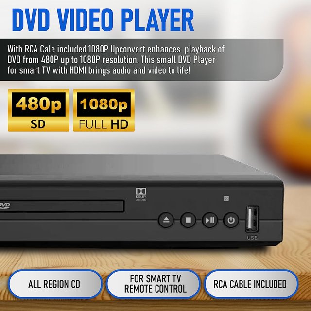 Philips DVD Player for TV with HDMI DVD/CD Player for Home USB DVD Plays All Regions RV DVD Players for Smart TV