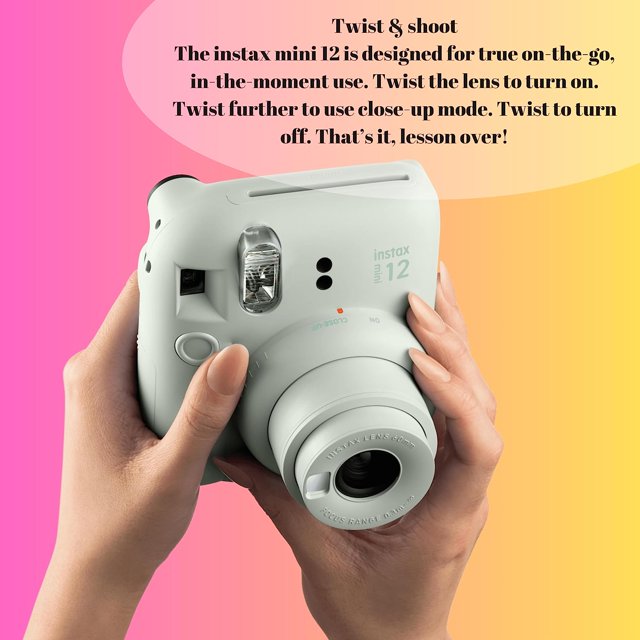 Fujifilm Instax Mini 12 Camera with NeeGo Case, Fuji Instant Film (20 Sheets) and NeeGo Photo Album (Blush Pink)