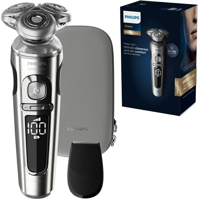 Philips Men's Shaver Series 9000 Prestige, Rechargeable Wet or Dry Electric Shaver with Trimmer Attachment and Premium Case