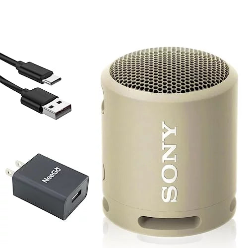 Sony Bluetooth Speaker, Portable Speakers Bluetooth Wireless, Extra BASS IP67 Waterproof & Durable for Outdoor, Compact Mini Travel Speaker Small, 16 Hour Battery, USB Type-C, Taupe + USB Adapter