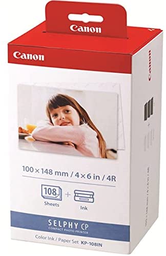 Canon KP-108IN 3 Color Ink Cassette and 108 Sheets 4 x 6 Paper Glossy for SELPHY CP1300, CP1200, CP910, CP900, CP760, CP770, CP780 CP800. Bonus: Quality Photo Microfiber Cloth