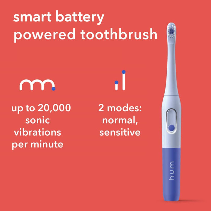 Colgate HB-CN08117A Hum Smart Battery Power Toothbrush with Sonic Vibrations and Travel Case Blue 2 Pack