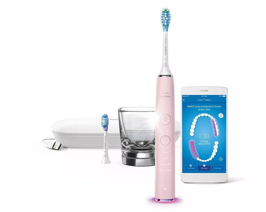 Philips Sonicare DiamondClean Smart 9350 Rechargeable Electric Toothbrush with Bluetooth & Travel Case, HX9902/65, Pink