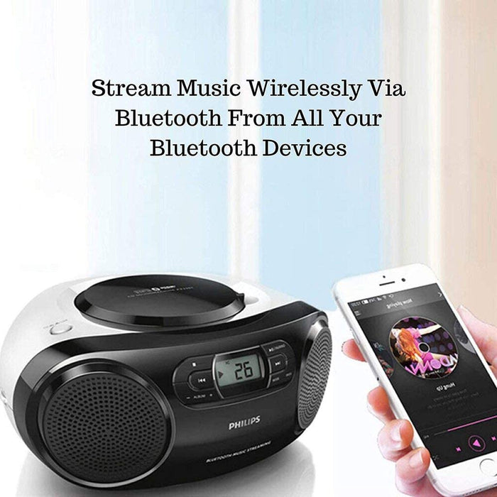 Philips Portable Micro Hi-Fi Music Sound System, CD Player, MP3-CD, CD and CD-R/RW, Dynamic Mega Bass Stereo Boost Speaker, USB Direct Input, and FM Radio, Compact Design
