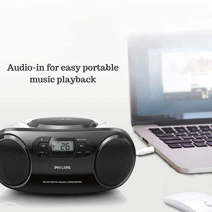 Philips Portable Micro Hi-Fi Music Sound System, CD Player, MP3-CD, CD and CD-R/RW, Dynamic Mega Bass Stereo Boost Speaker, USB Direct Input, and FM Radio, Compact Design