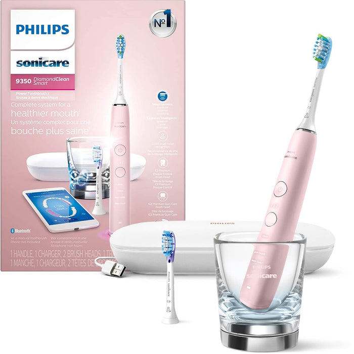 Philips Sonicare DiamondClean Smart 9350 Rechargeable Electric Toothbrush with Bluetooth & Travel Case, HX9902/65, Pink