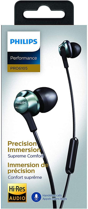 PHILIPS Pro Wired Earbud & in-Ear Headphones with Microphone, in-Ear Headphones with Mic, Powerful Bass, Lightweight, Hi-Res Audio, 3.5mm Jack for Phones and Laptops Comfort Fit