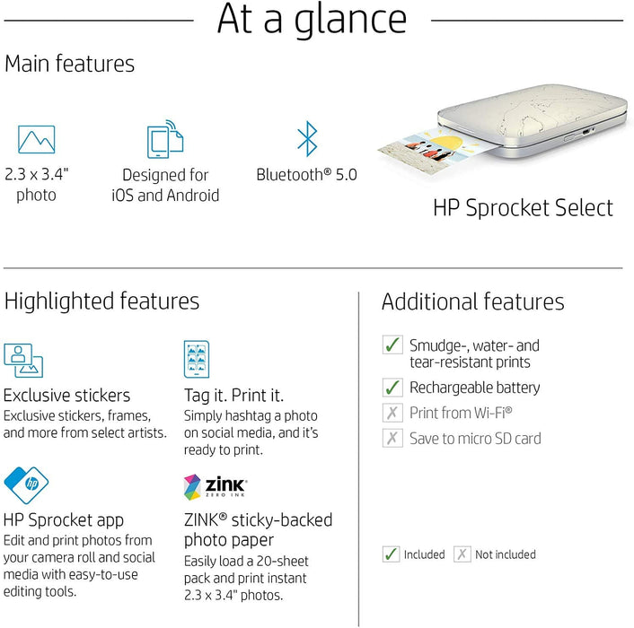HP Sprocket Select Pocket Printer