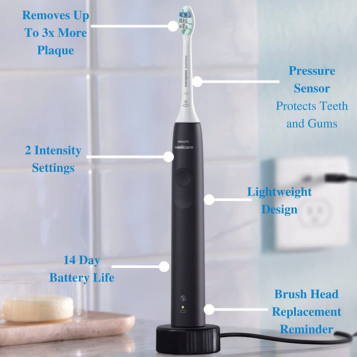 Philips Sonic Electric Toothbrush Power Toothbrush Electric, Toothbrush Rechargeable Electric Toothbrush with Pressure Sensor, Dark Gray