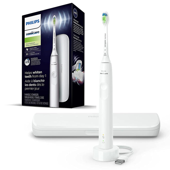PHILIPS Sonicare Electric Toothbrush DiamondClean, Phillips Sonicare Rechargeable Toothbrush with Pressure Sensor, Sonic Electronic Toothbrush, Travel Case, White