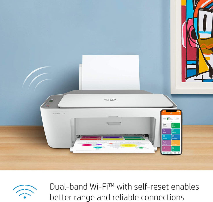 HP DeskJet 2755e Wireless Color All-in-One Printer with 6 months Instant Ink with HP (26K67A)