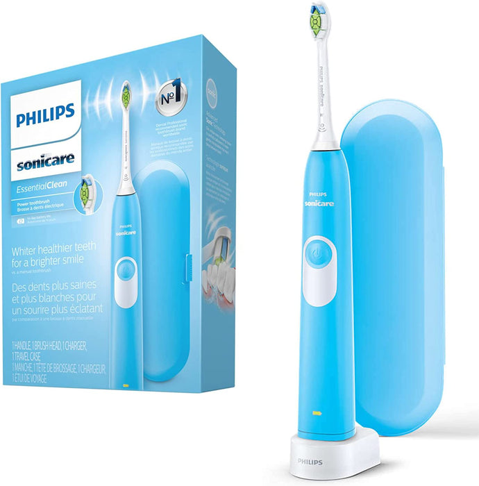 PHILIPS Sonicare Electric Toothbrush EssentialClean, Rechargeable Electric Tooth Brush with DiamondClean Brush Head, Sonic Electronic Toothbrush, Travel Case - White