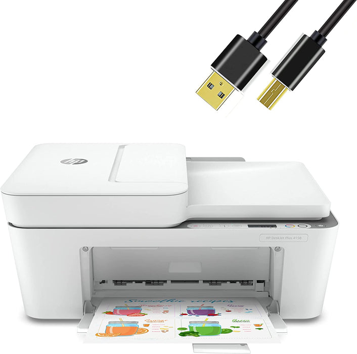 H-P All in One Printer Wireless Inkjet Photo Printer, Print, Scan, Copy, Fax and Mobile Printing with Auto Document Feeder Includes 6 Feet Printer Cable - White