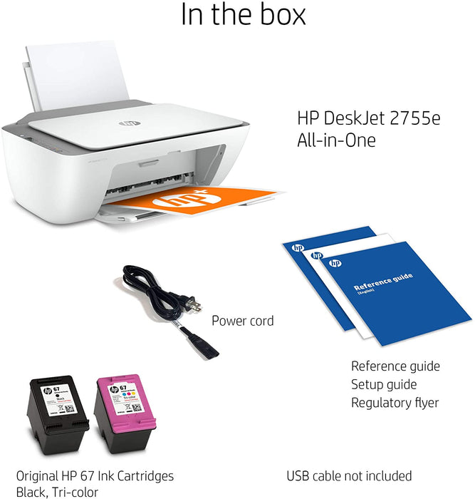 HP DeskJet 2755e Wireless Color All-in-One Printer with 6 months Instant Ink with HP (26K67A)
