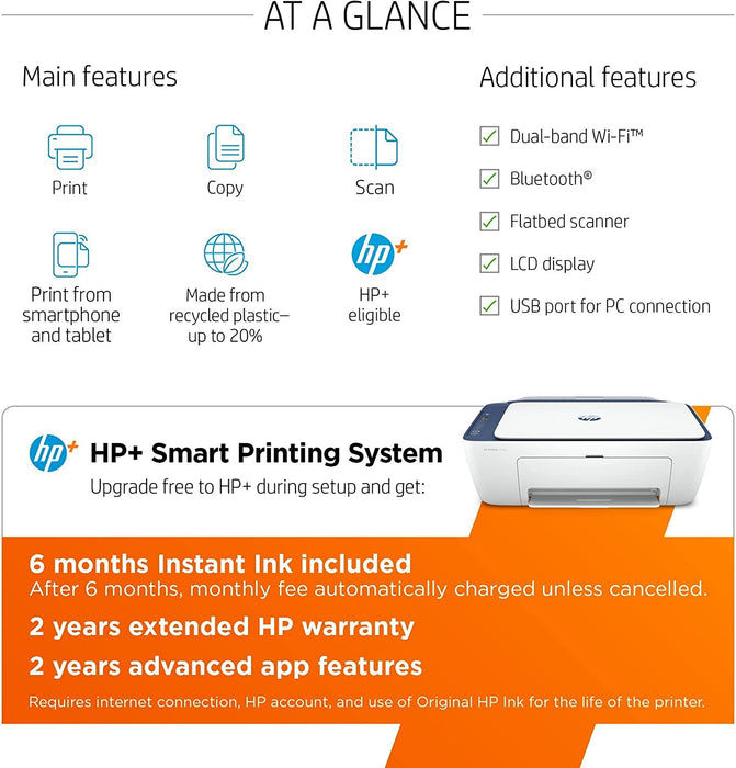 HP All in One Wireless Color Inkjet Printer Print Copy Scan Wireless USB Mobile Printing with NeeGo Cable Blue