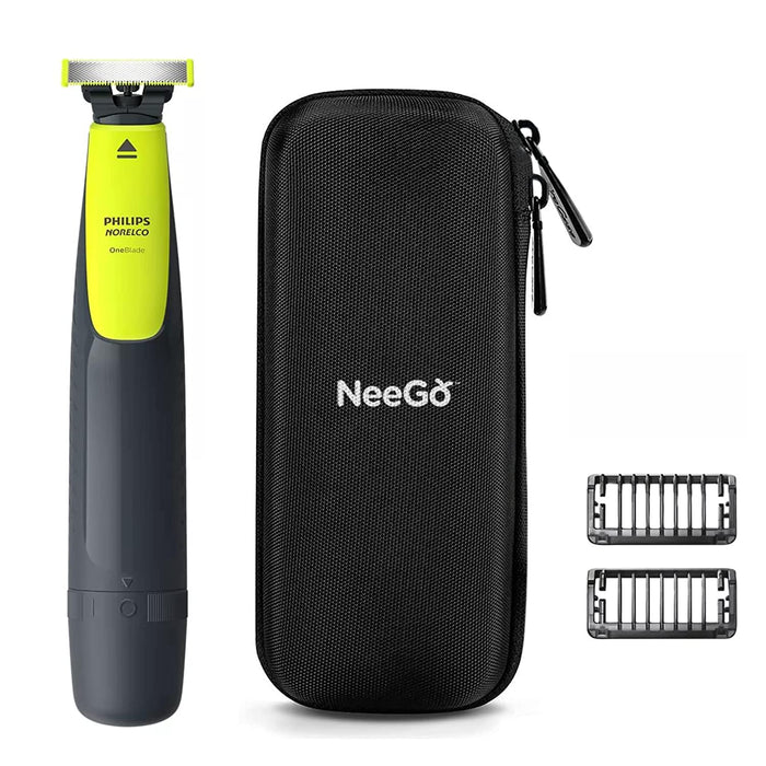 Philips Norelco Oneblade Teen Hybrid Electric Trimmer and Shaver Kit, Electric Razor for Men + NeeGo Case for Philips Norelco One Blade