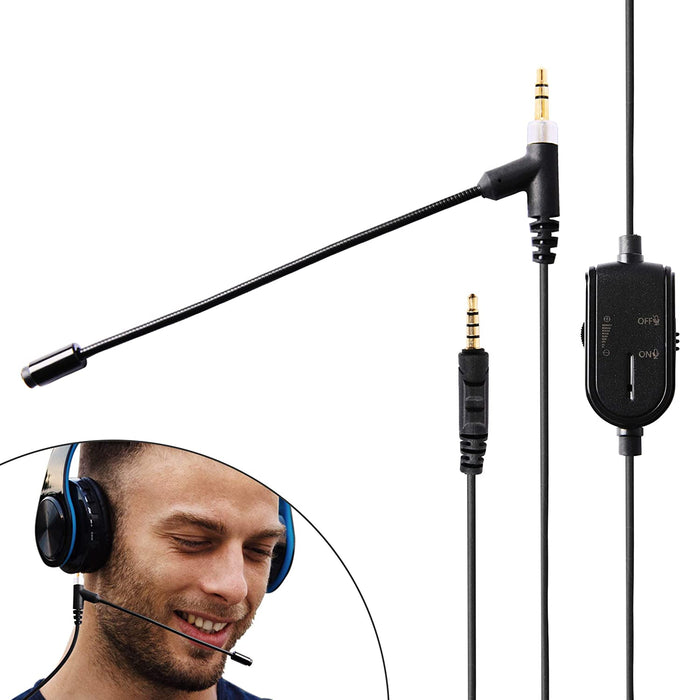 NeeGo Attachable Microphone for Headphones - Gaming and Communication Flexible Boom Mic with Mute Switch